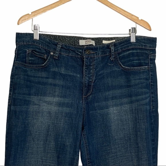 Vintage America Missy Dark Wash Mid Rise Boyfriend Distressed Ripped Jea… - Picture 2 of 12